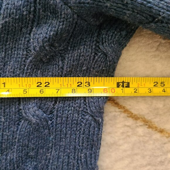 Polo Ralph Lauren 100% Tussah Silk Cable Knit Sweater XL Blue Pony - Picture 5 of 8